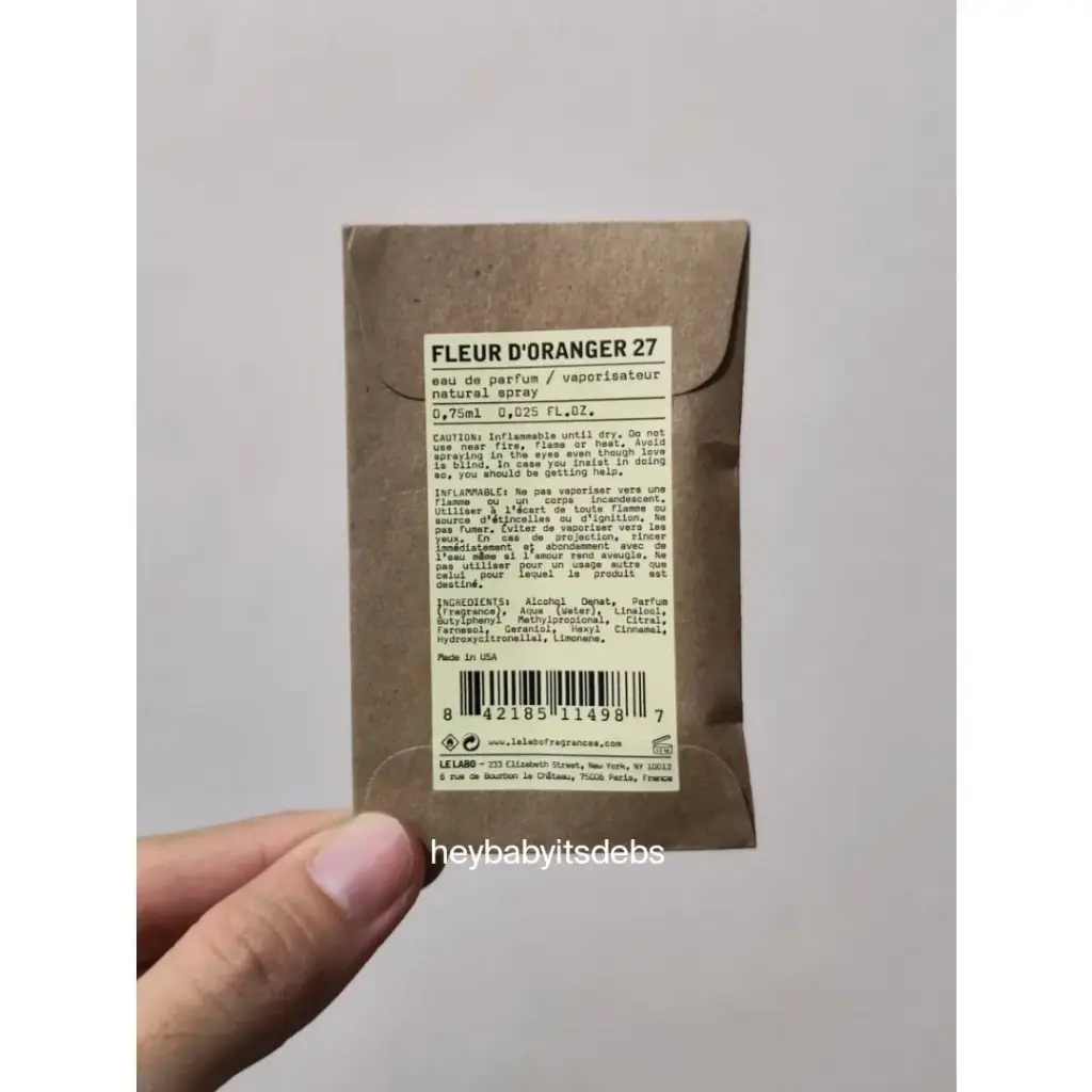 Le Labo Fleur d' Oranger 27 Sample Perfume - 0.8ml