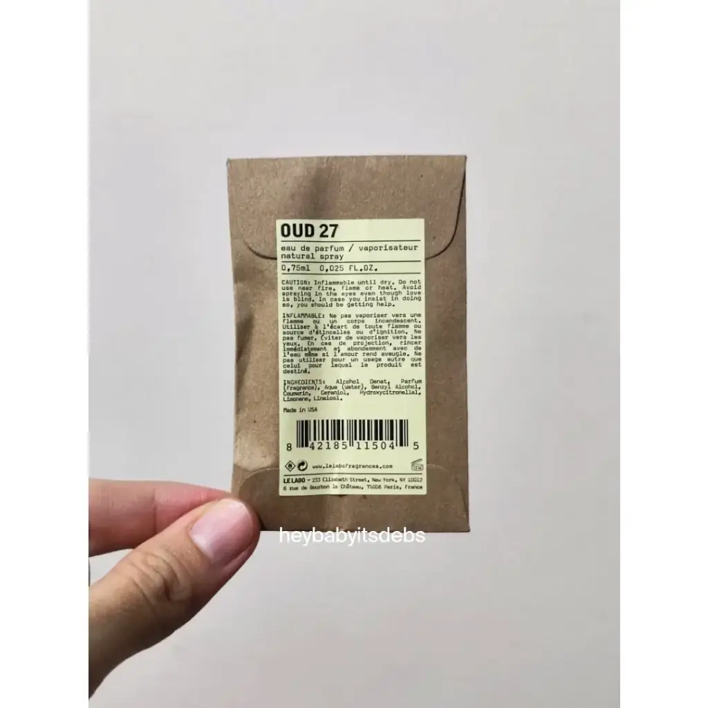 Le Labo Oud 27 Sample Perfume - 0.8ml